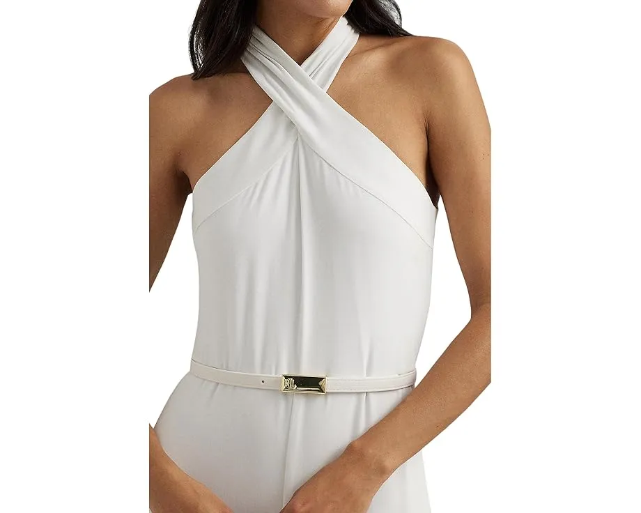 Комбинезон Lauren Ralph Lauren Belted Jersey Halter Wide-Leg с запахом и поясом