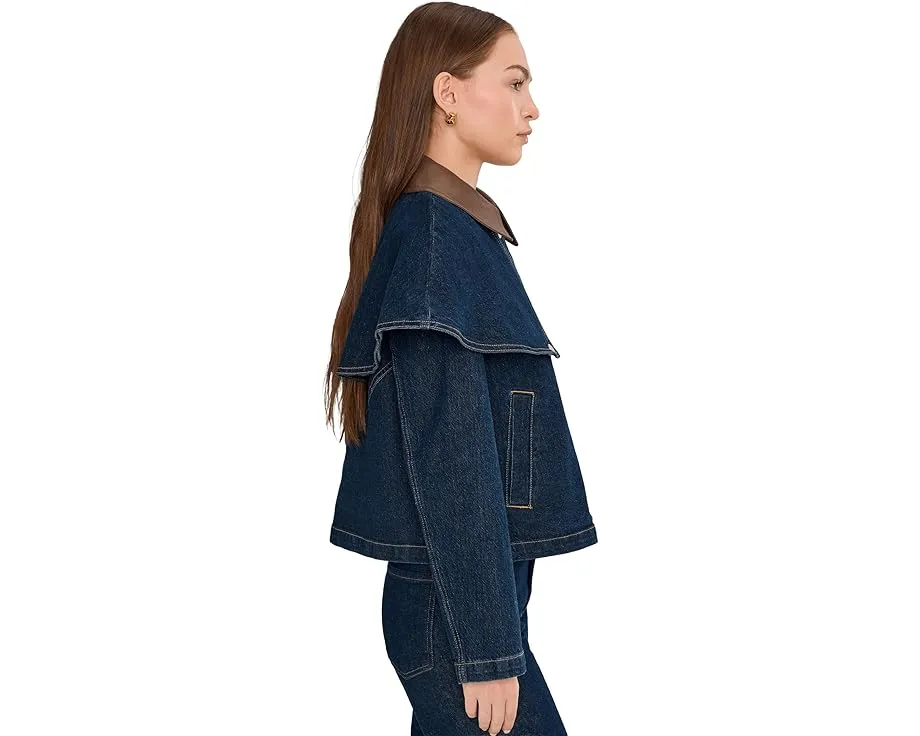 Короткое пальто-накидка Avec Les Filles с кожаными деталями