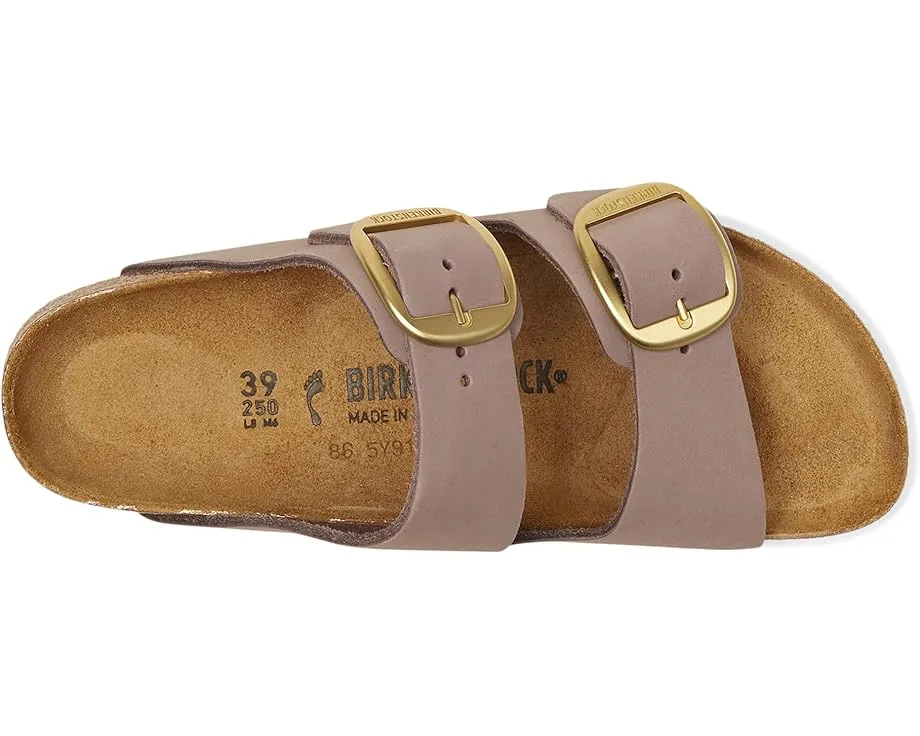 Биркенштоки Arizona Big Buckle из нубука с широкой пряжкой и пробковой стелькой