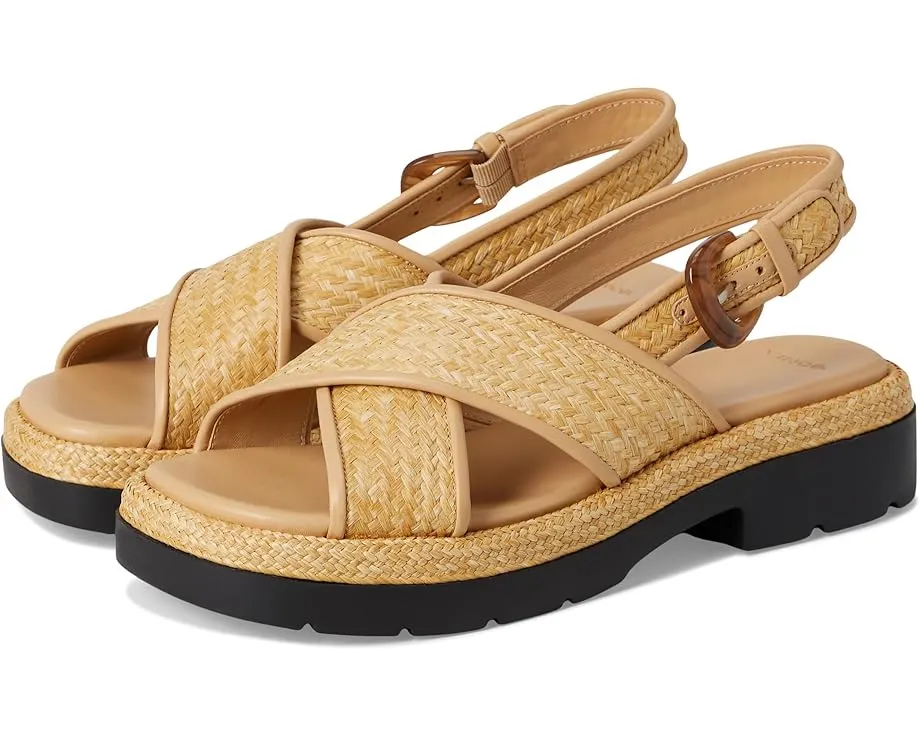 Сандалии Vince Helena на платформе с перекрестными ремешками из рафии