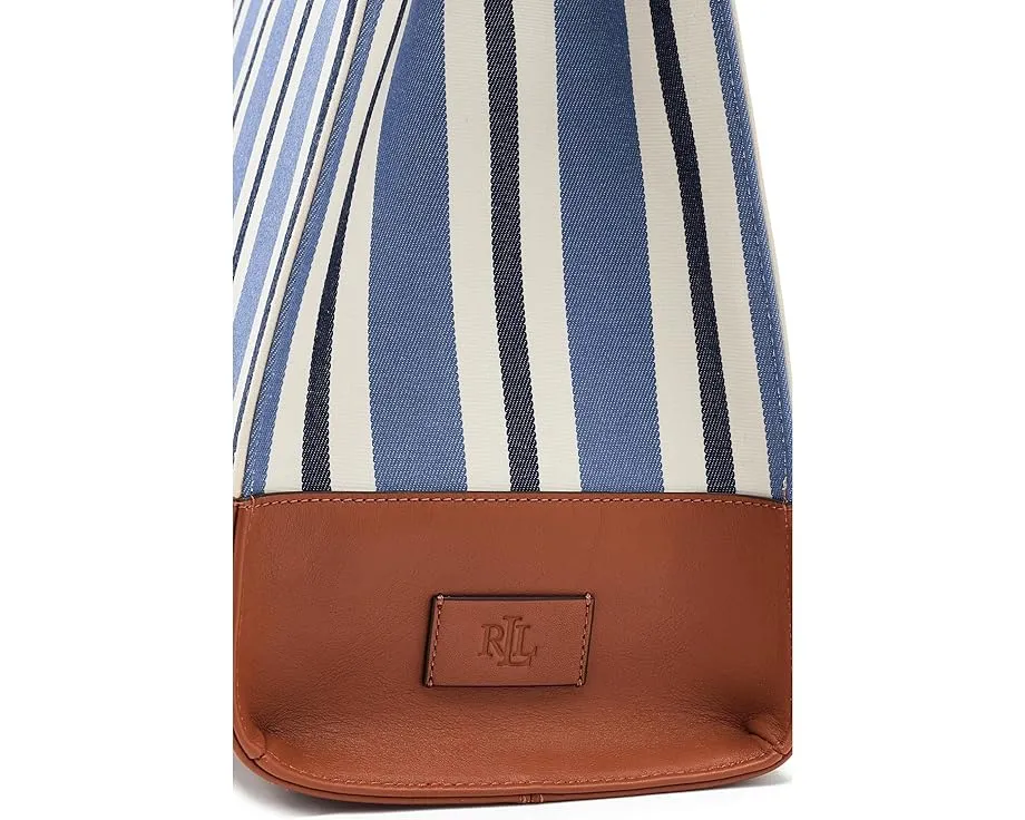 Lauren Ralph Lauren большая сумка тоут Devyn из полосатого холста с кожаными деталями