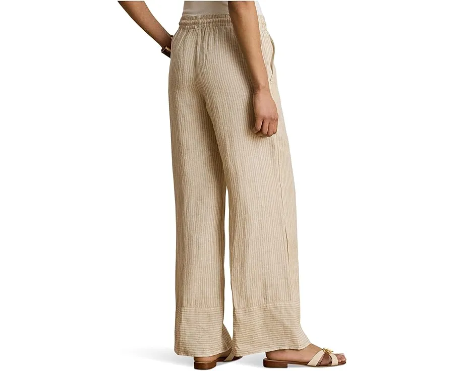 Striped Linen Wide-Leg Pants
