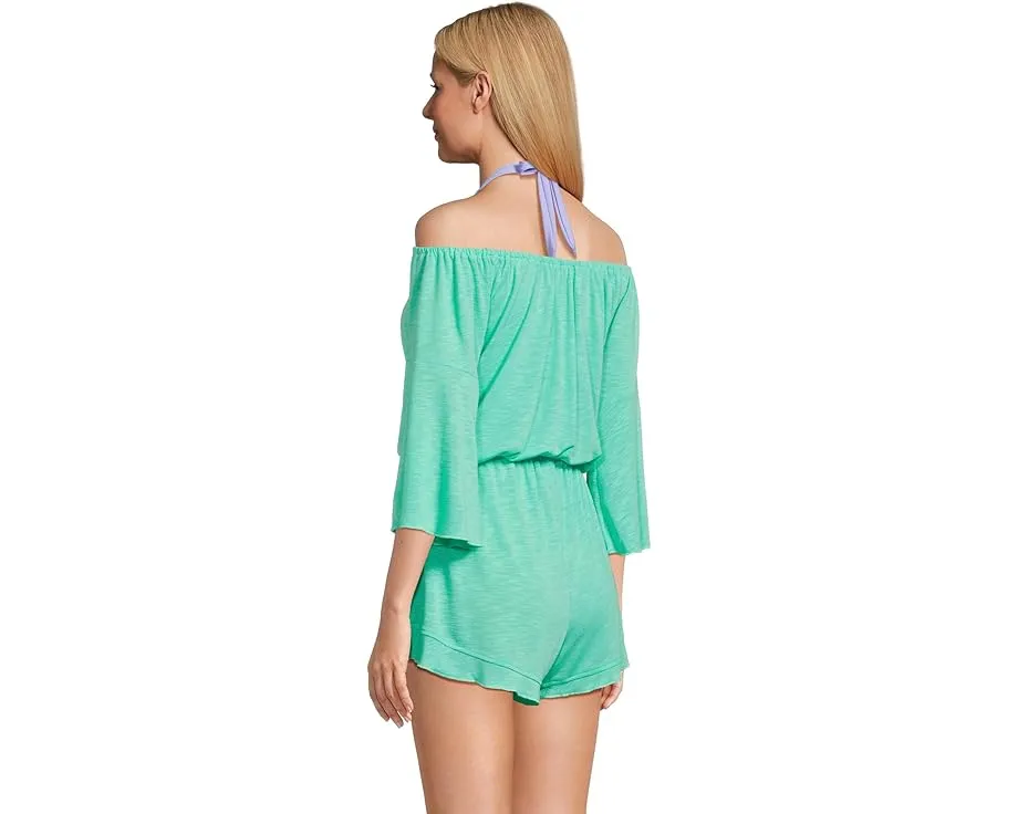 Комбинезон BECCA с открытыми плечами и расклешенными рукавами