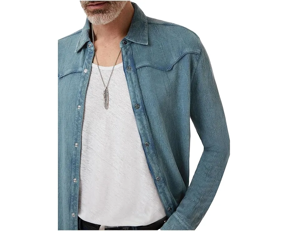 Ковбойская рубашка John Varvatos Miner Western с классическим кроем и контрастной окантовкой