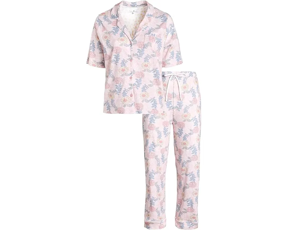 Пижамный комплект Karen Neuburger Plus Size с цветочным принтом и отложным воротником