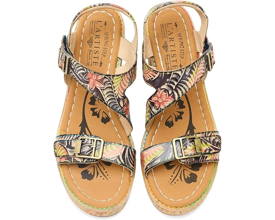 Сандалии Jess от L'Artiste by Spring Step с ручной росписью и пробковым каблуком