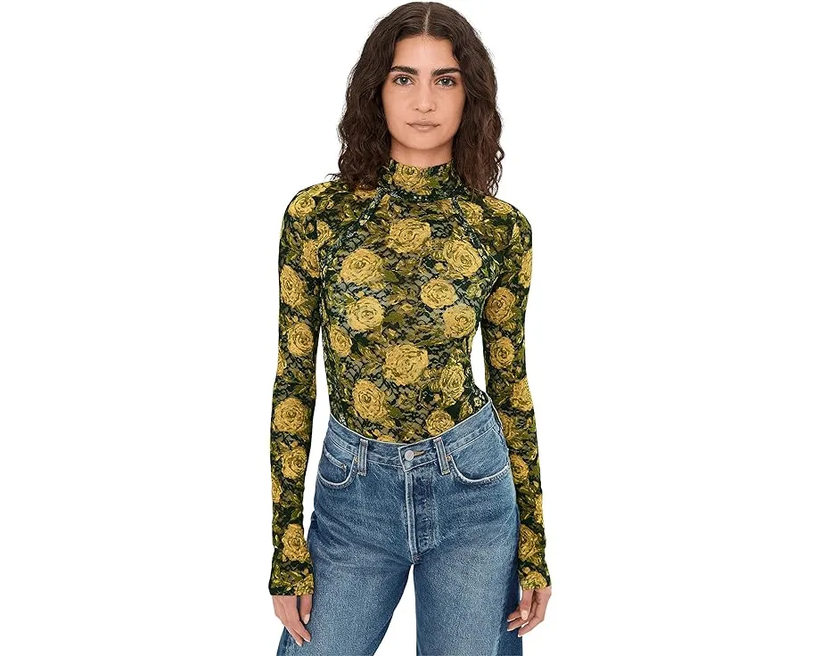 Топ Free People Lyric с длинным рукавом и принтом воротником стойкой