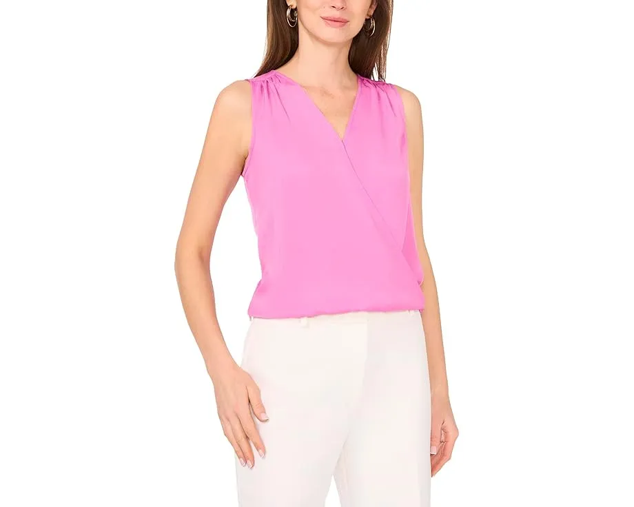 Блуза Vince Camuto Wrap Front без рукавов фиолетово-розового оттенка