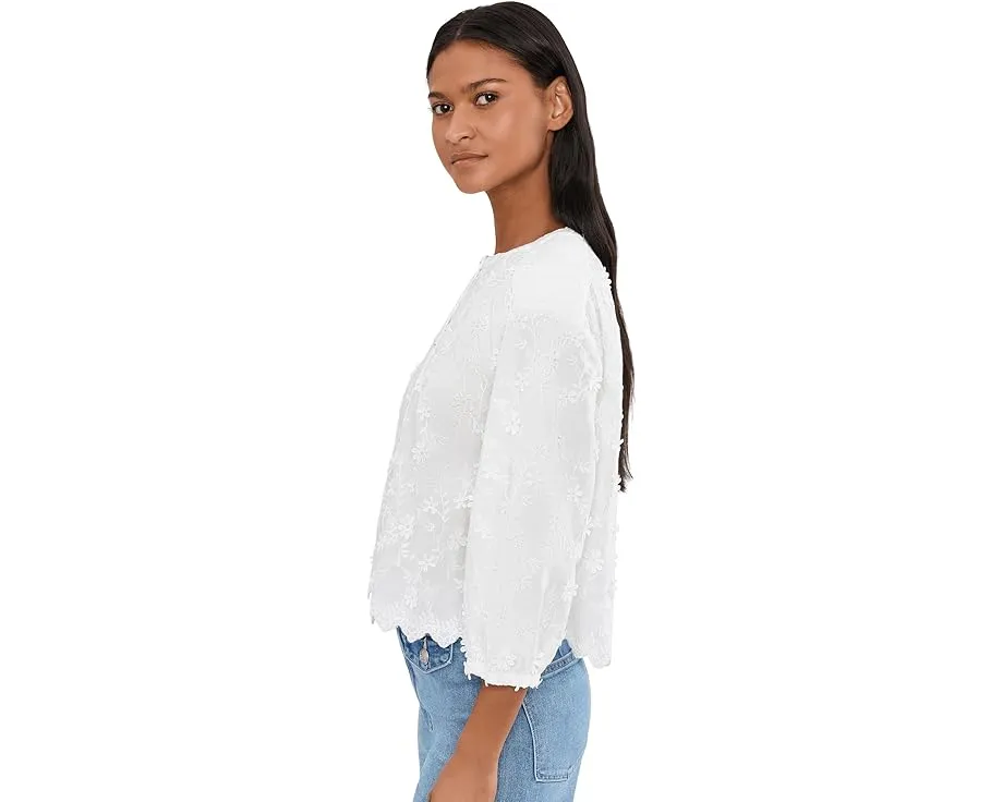3/4 Sleeve Crew Neck Lace Top