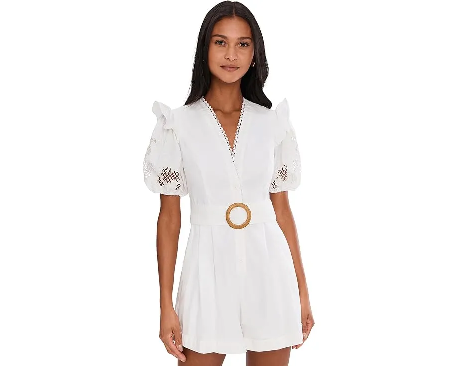 Комбинезон Adrianna Papell с пышными рукавами и кружевной вставкой