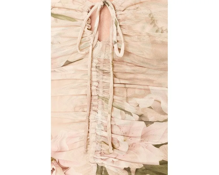 Сетчатый топ AllSaints Gabby Mesh с цветочным принтом и завязками