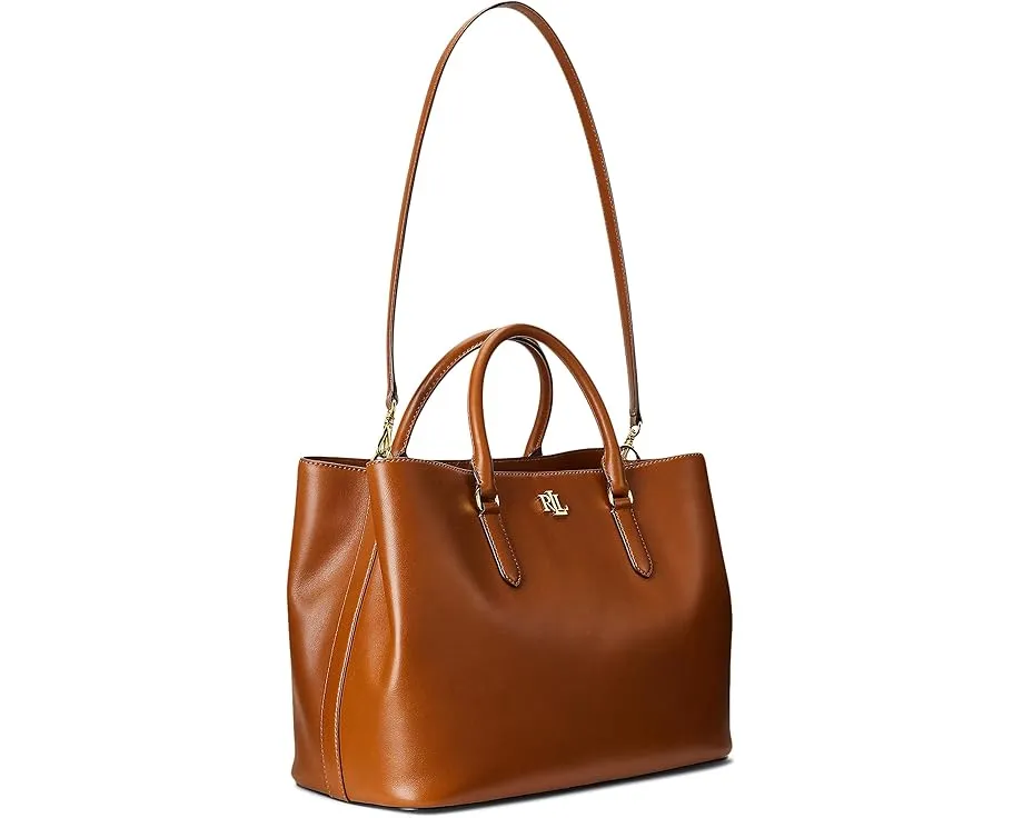 Lauren Ralph Lauren Большая кожаная сумка Marcy с отделением на зажиме и несколькими карманами