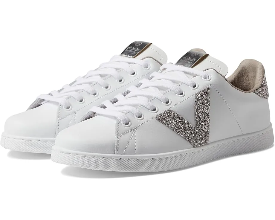 Кроссовки Victoria Tennis Leather & Glitter V с блестками и круглым носком