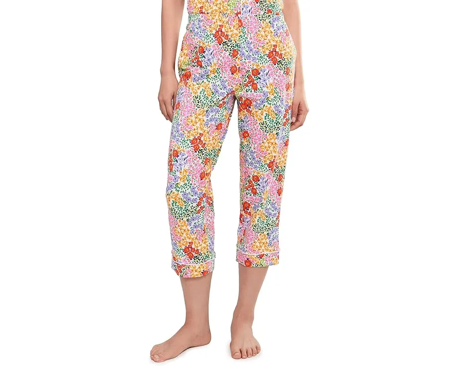 Petite Short Sleeve Cropped Cotton Knit Pajama Set