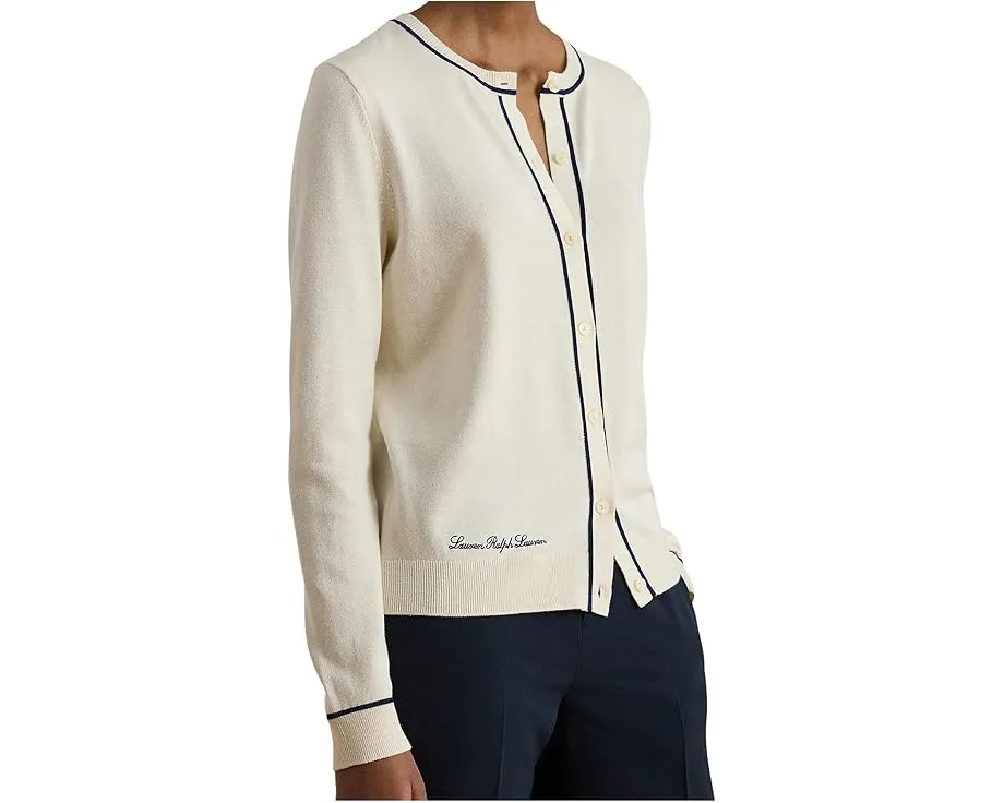 Кардиган Lauren Ralph Lauren Petite двухцветный из хлопка и модала на пуговицах