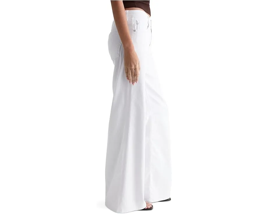 Джинсы Saige Wide Leg из мягкого денима белого цвета с высокой посадкой AG Jeans