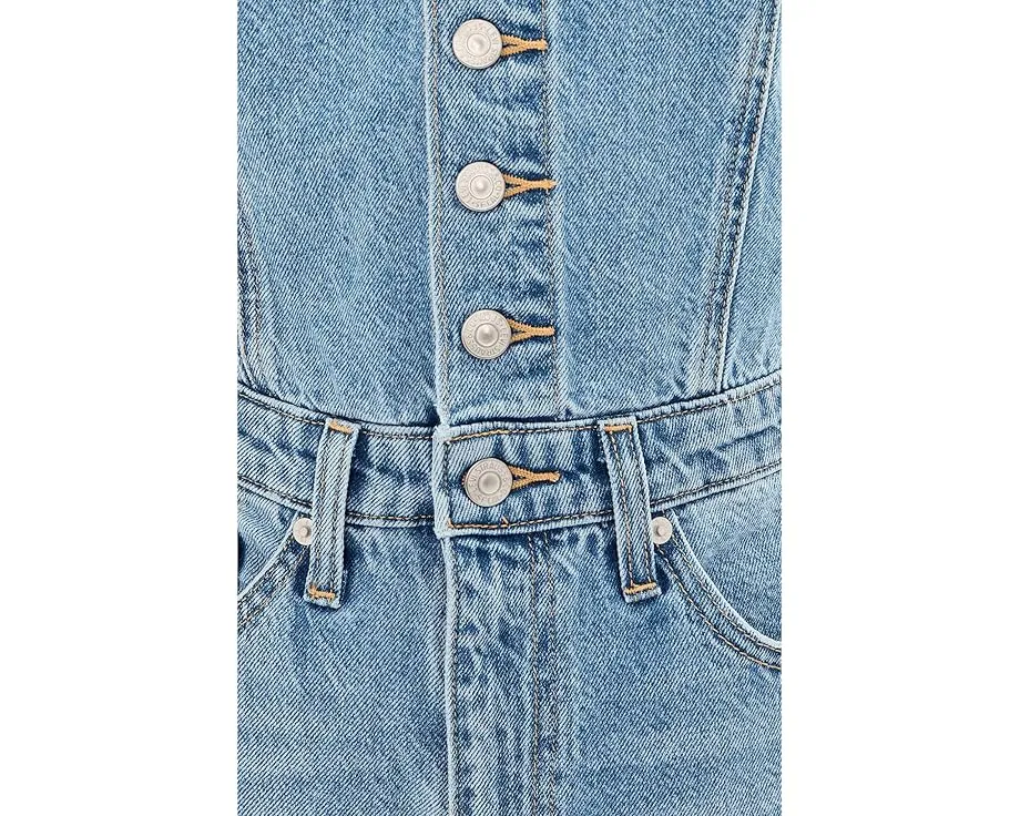 Levi's Denim Vest Wideleg Jumpsuit комбинезон без рукавов с широкими брючинами и V-образным вырезом