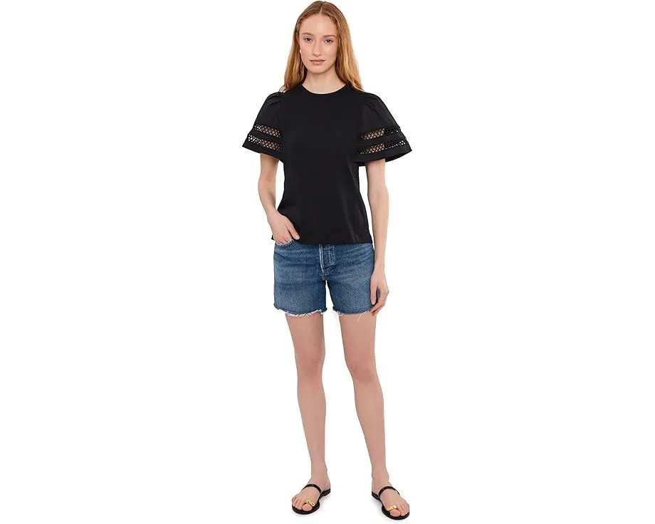 Топ CeCe с коротким рукавом и отделкой из хлопка