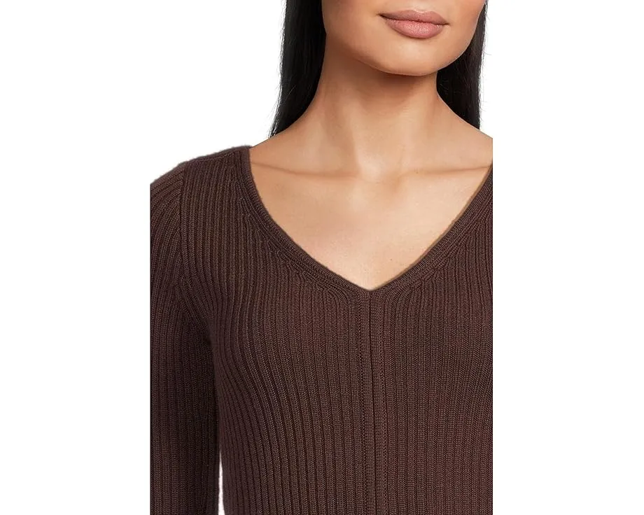 Топ Madewell Ribbed Merino с V-образным вырезом и расклешенными рукавами