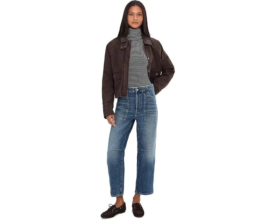Водолазка Madewell в полоску с драпировкой и отделкой Coverstitch