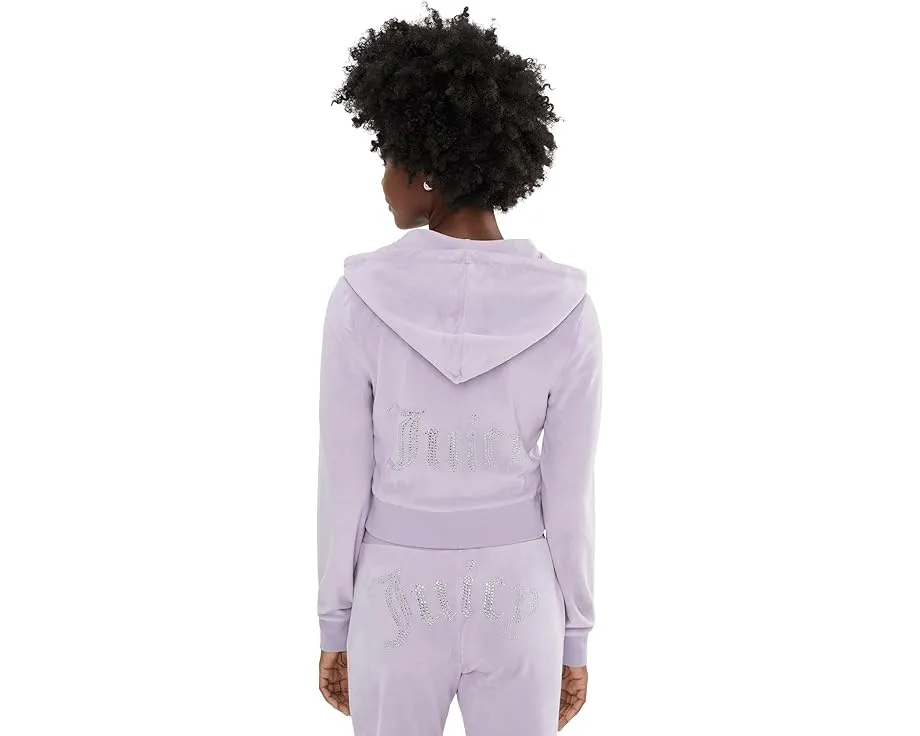 Худи Blinged OG Velour Hoodie Juicy Couture с вышивкой и капюшоном