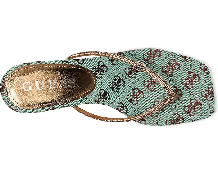 Босоножки GUESS Mayan на тонком каблуке с ремешком стразами