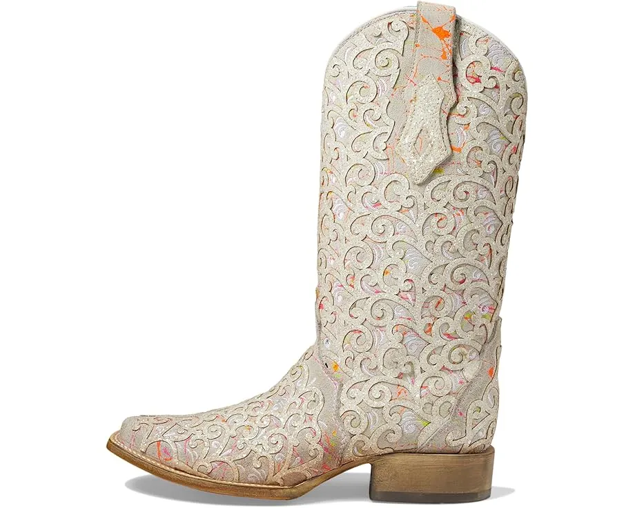 Сапоги Corral C4062 с блестками LD и вышивкой на квадратном каблуке