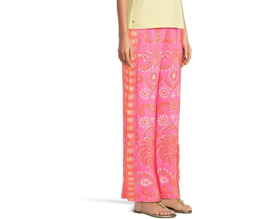 Широкие брюки-палаццо Lilly Pulitzer Vianna из шелка на высокой посадке