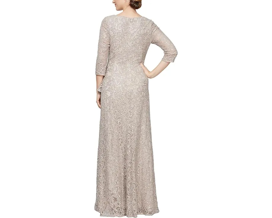Длинное платье Alex Evenings с кружевом и пайетками силуэта А-силуэт