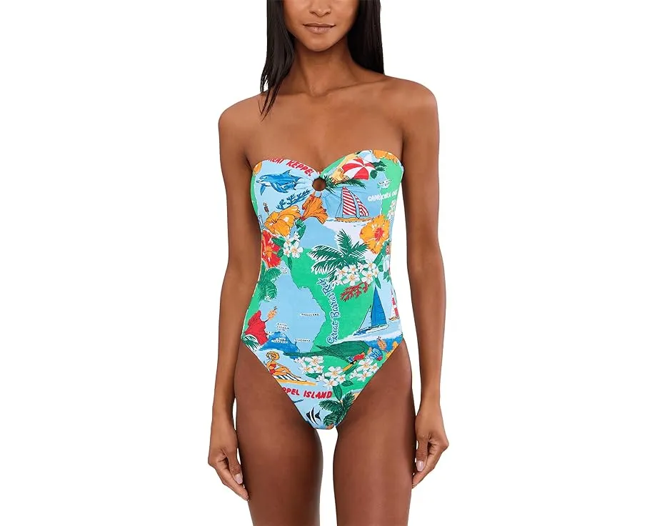 Цельный купальник-бандо Viva Vacation от Seafolly с цветочным принтом