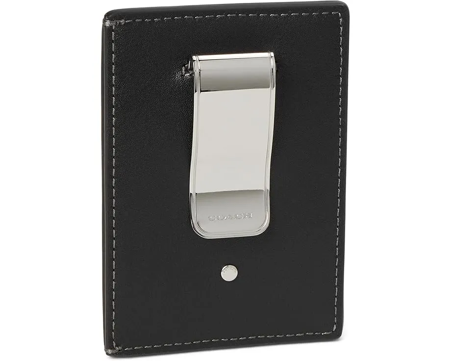 Картхолдер COACH с клипсой для денег из натуральной зернистой кожи