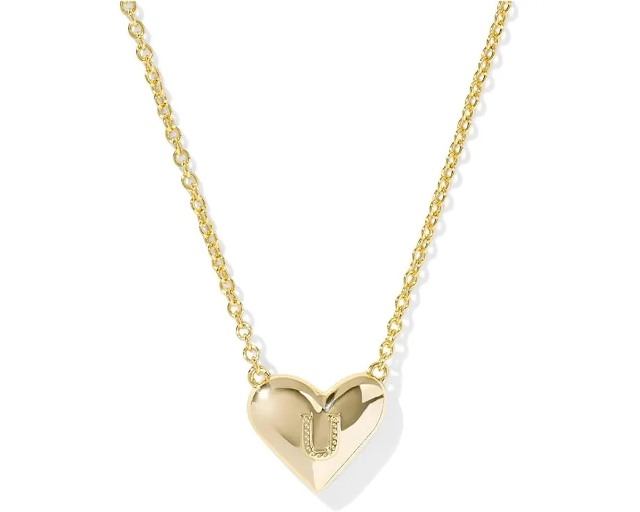 Kendra Scott Кулон Сердце с буквой на короткой цепочке из позолоченной латуни