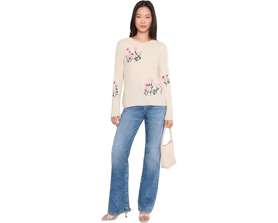 Свитер CeCe с длинными рукавами и цветочной вышивкой