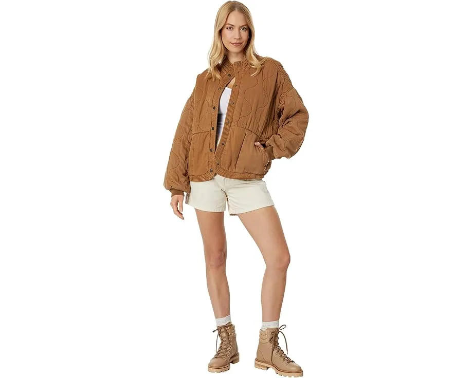 Стеганая куртка Blank NYC Drop Shoulder с пуговицами цвета Chai Tea