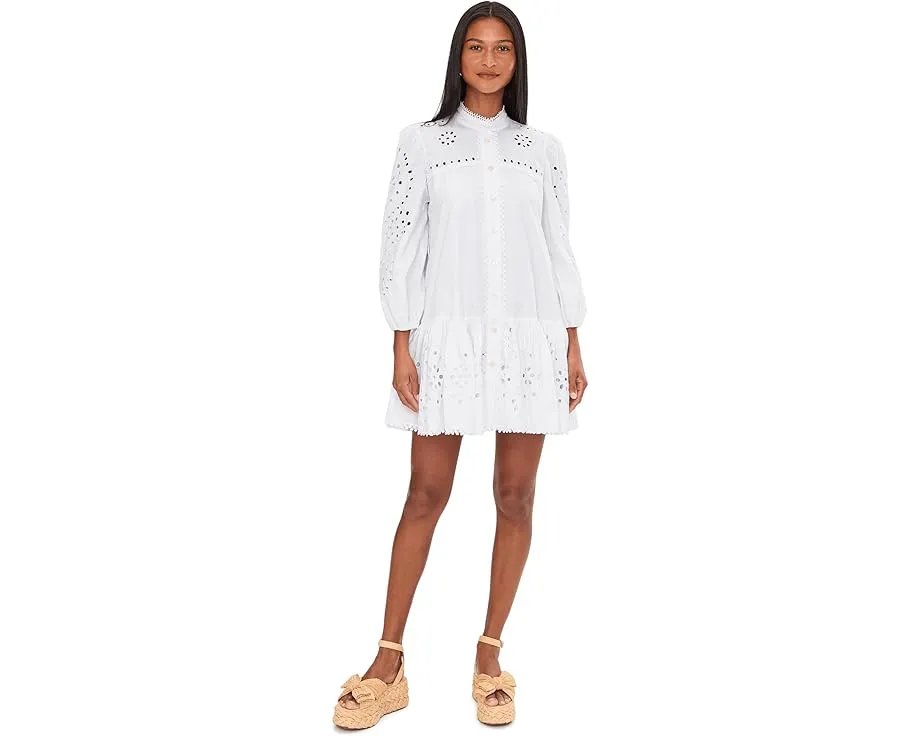 Платье-рубашка Avec Les Filles с длинным рукавом и ажурными деталями