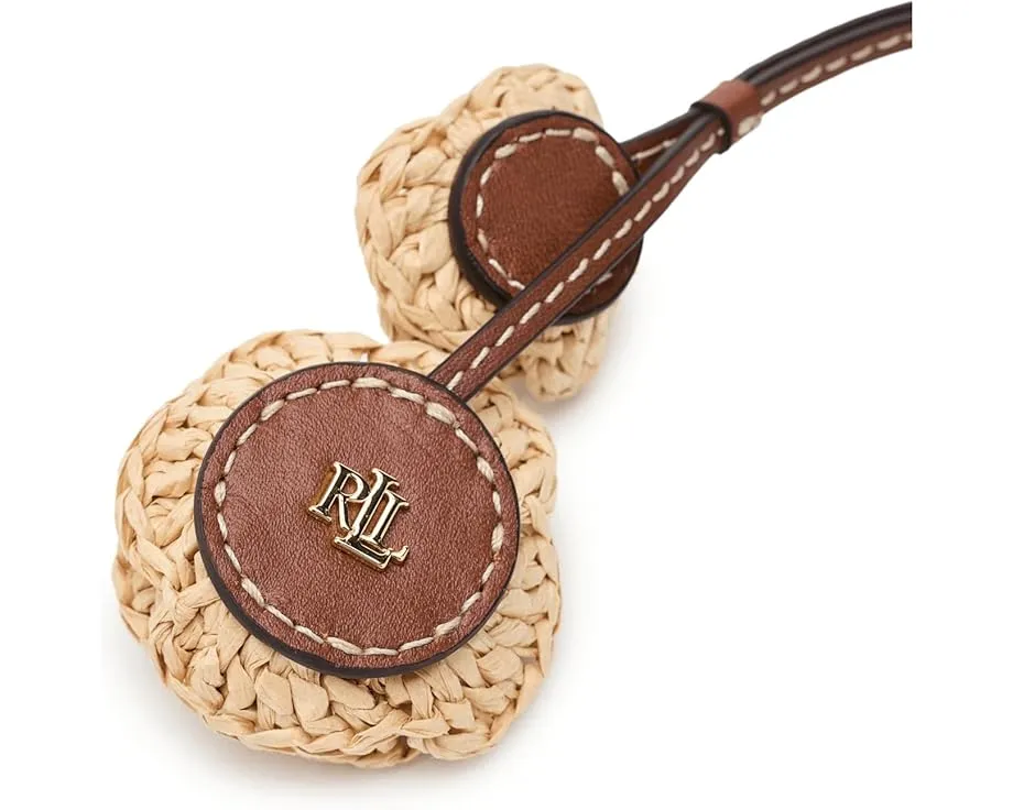 Leather & Crocheted Straw Flower Charm