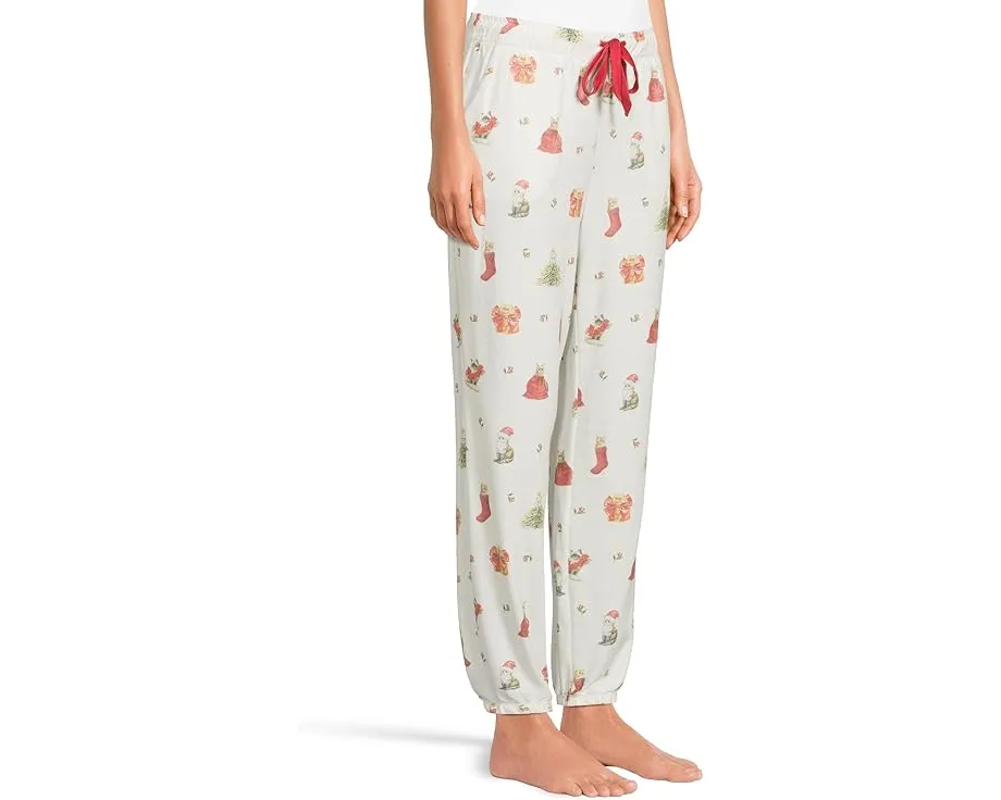 Пижамные штаны P.J. Salvage Feline Festive с манжетами и принтом