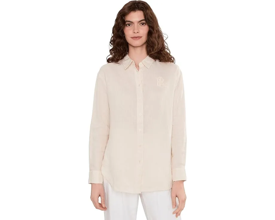 Свободная льняная рубашка Lauren Ralph Lauren из маскарпоне