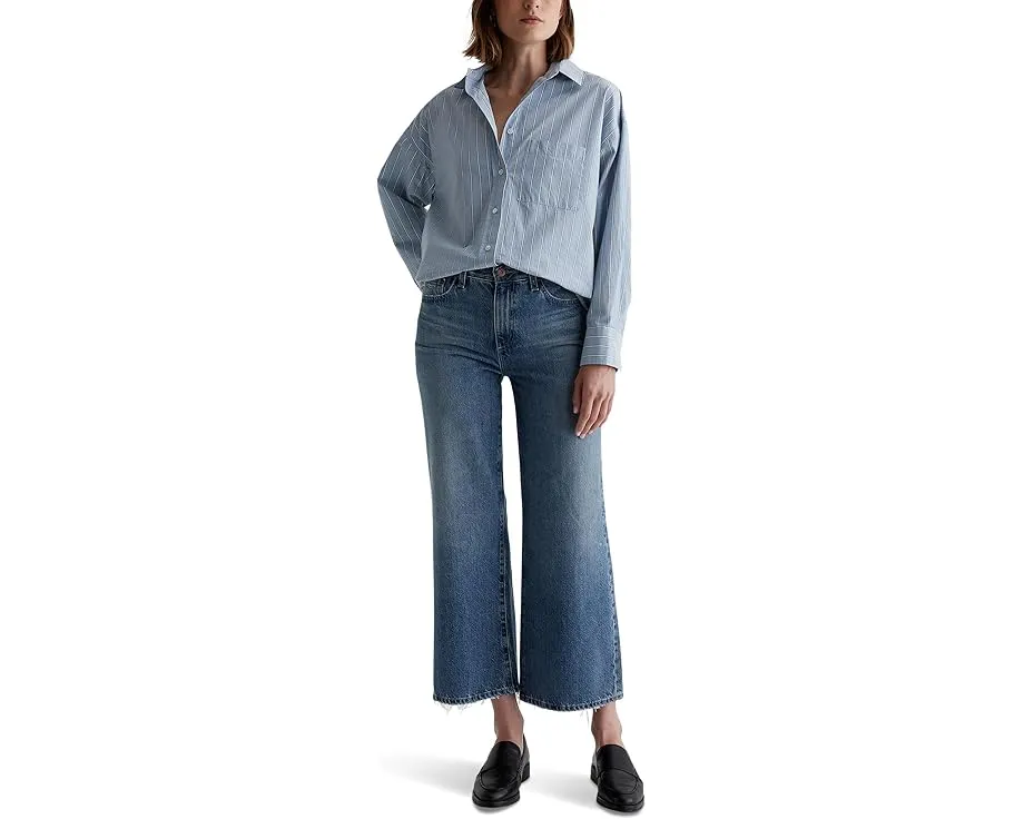 Джинсы AG Jeans Saige Mid Rise Wide Leg с широкими штанинами и укороченной длиной