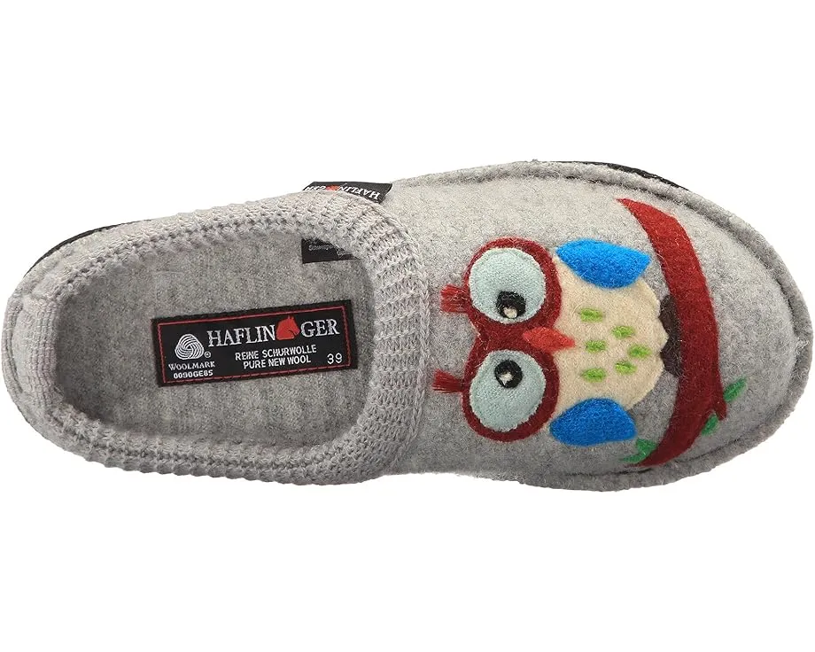 Сабо Haflinger Olivia из вареной шерсти с совой