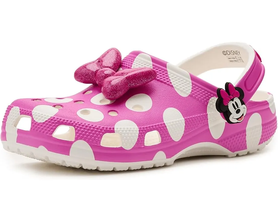 Кроксы Crocs Kids Disney Микки Маус с розовым бантом и стразами