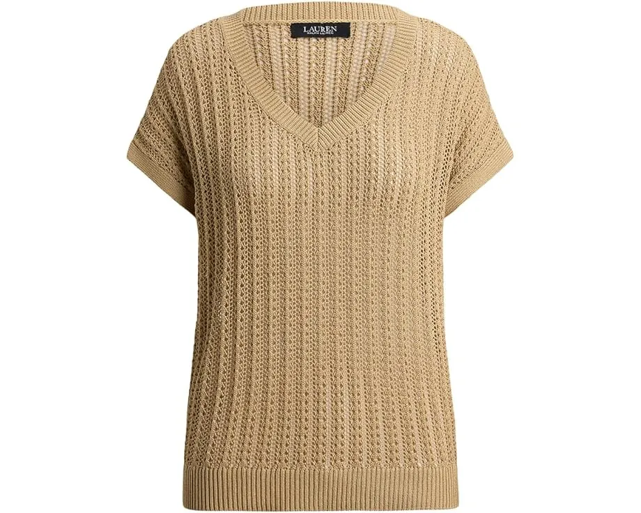 Свитер Lauren Ralph Lauren Petite из хлопковой смеси с сеткой и коротким рукавом