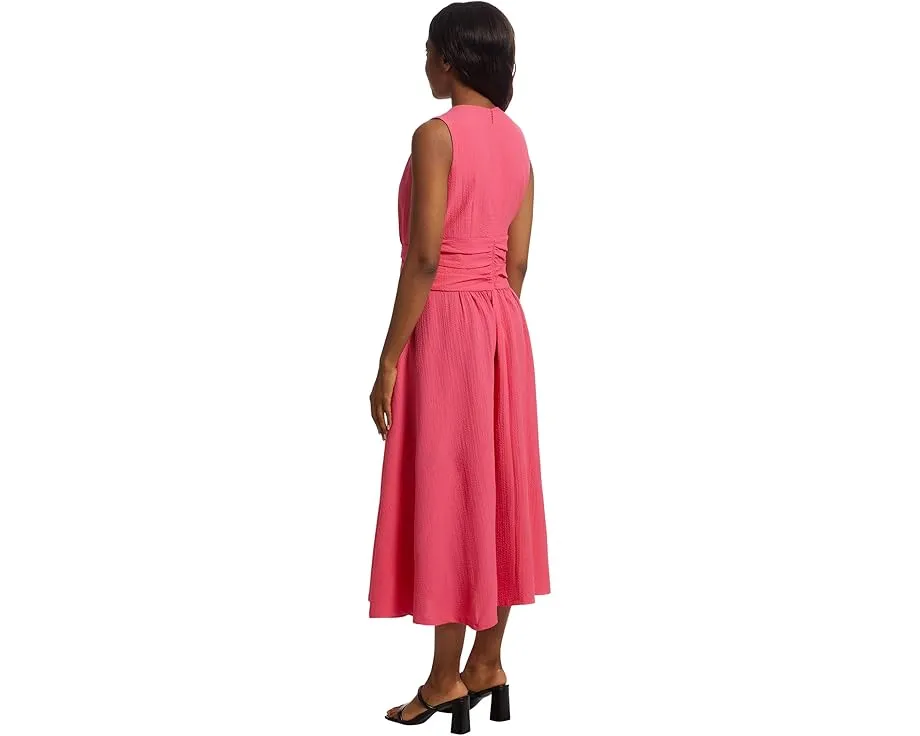 Платье Calvin Klein Gauze Twist Front Aline с V-образным вырезом и скрученным поясом