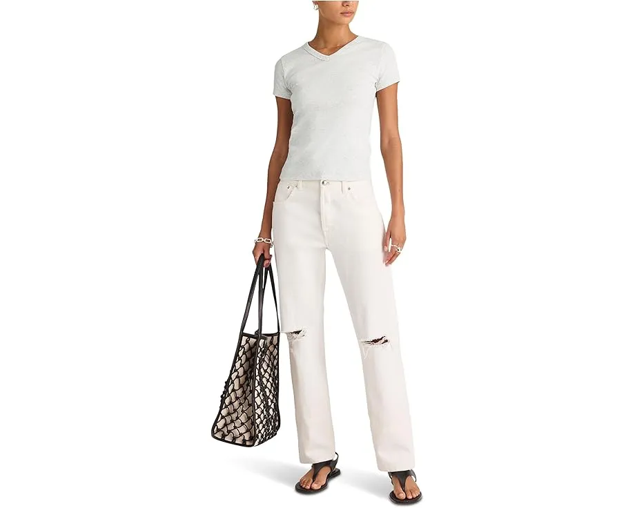 Облегающий топ Madewell High V Ribbed Baby Tee с высоким V-образным вырезом