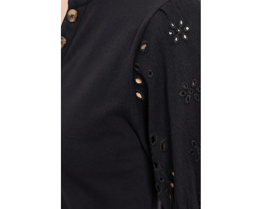 Блузка Elbow Puff Sleeve Mixed Media Lace от CeCe с пышными рукавами