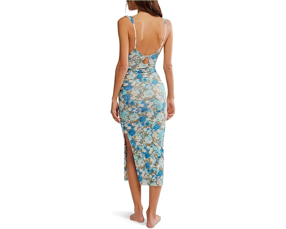 Топ Free People Long Live Printed Mesh с глубоким вырезом и сетчатой вставкой