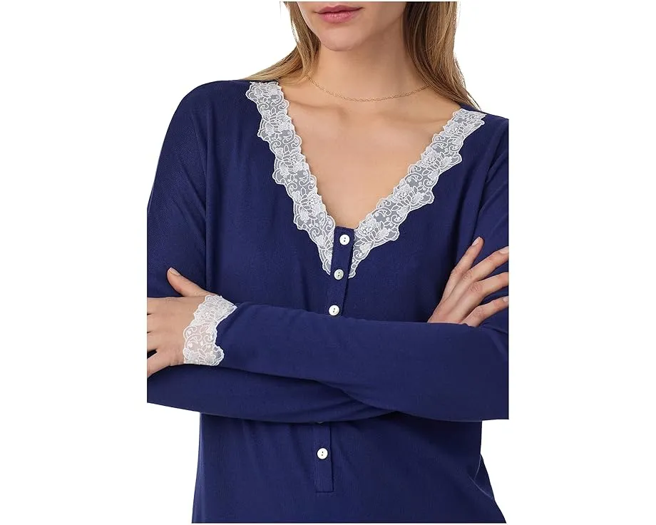 Eileen West Длинный халат Dream Sweater Knit с кружевом и карманами