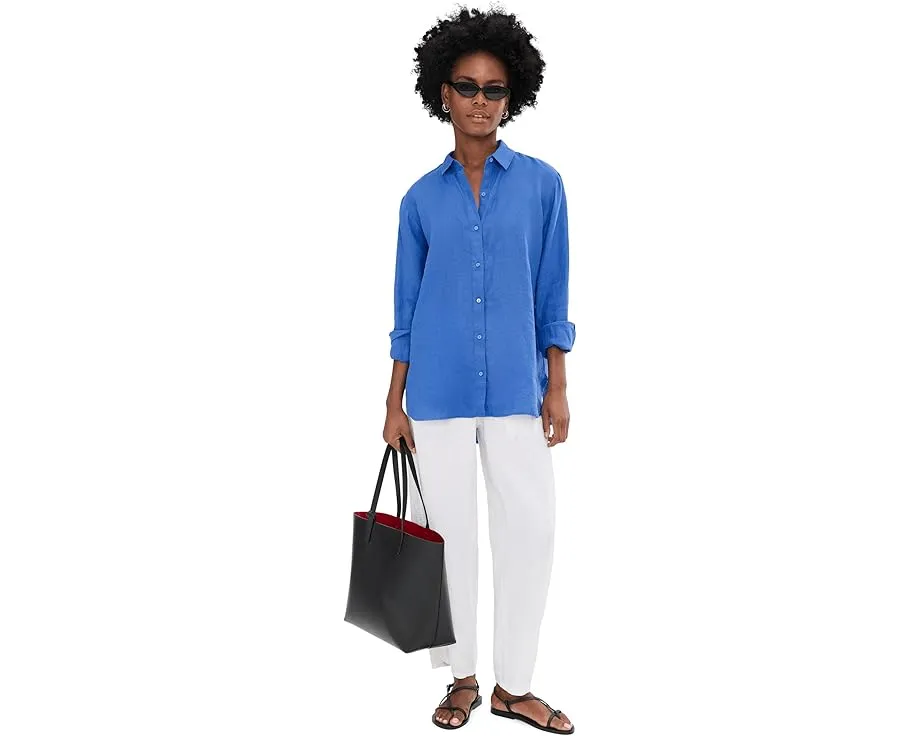 Длинная рубашка Eileen Fisher из органического льна с классическим воротником