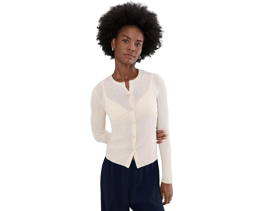 Vince Кардиган ребристый из кашемира и шелка с пуговицами