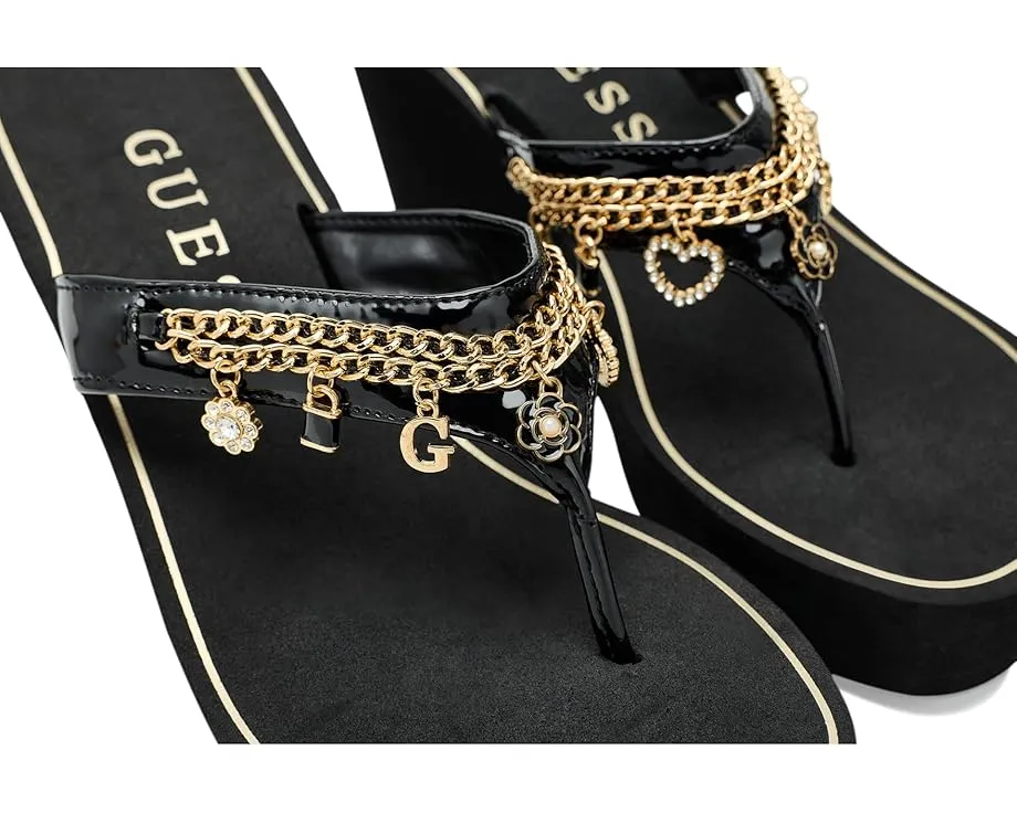 Сандалии GUESS Sutton с клиновидным каблуком и декоративными цепочками